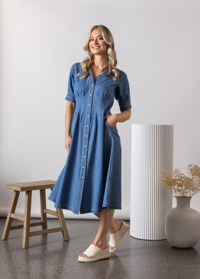 Vassalli Denim Shaped Waist Dress