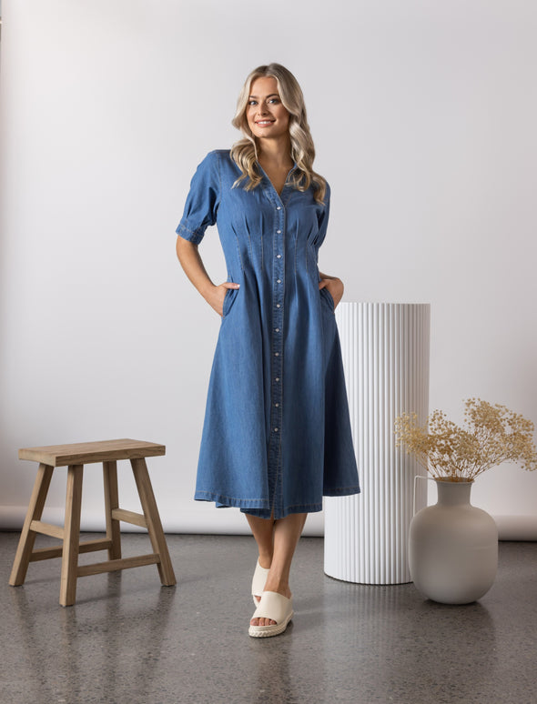 Vassalli Denim Shaped Waist Dress