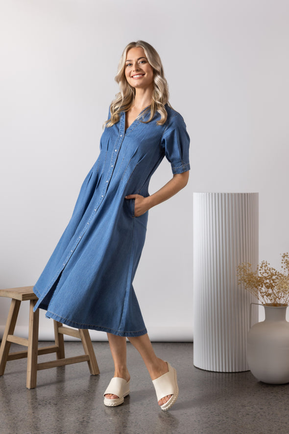 Vassalli Denim Shaped Waist Dress