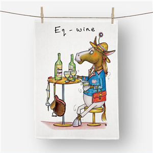 Hand Drawn Eq-Wine Tea Towel