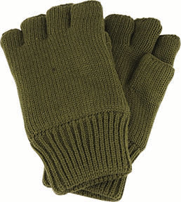Acrylic Fingerless Gloves - Olive