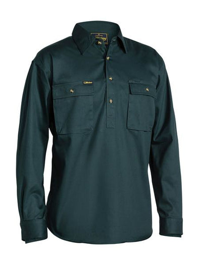 Bisley Closed Front Cotton Drill Shirt - Bottle