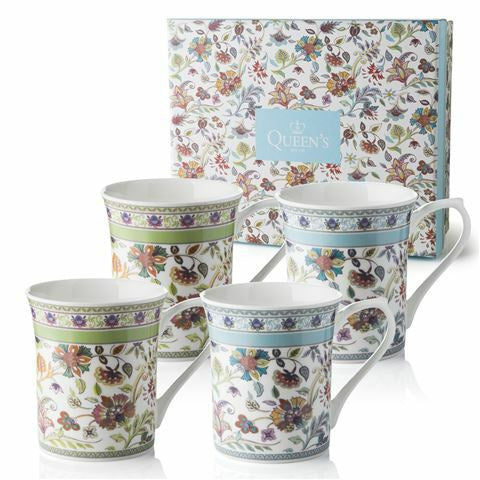 Queens Antique Floral Mugs - Set 4