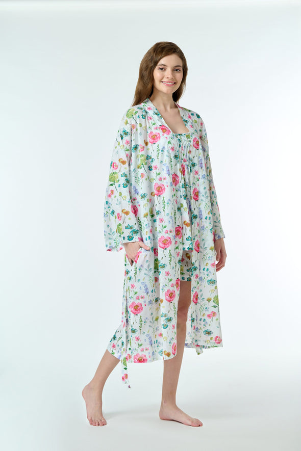 Arabella Dressing Gown - Watercolour Floral