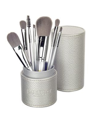 Make Up Brush Set with Travel Case - Silver