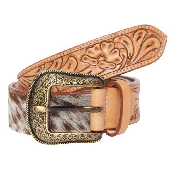 Cowhide Belt with Tooling Detail