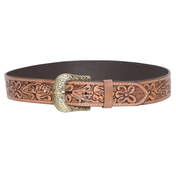 Tooling Leather Belt with Removable Buckle