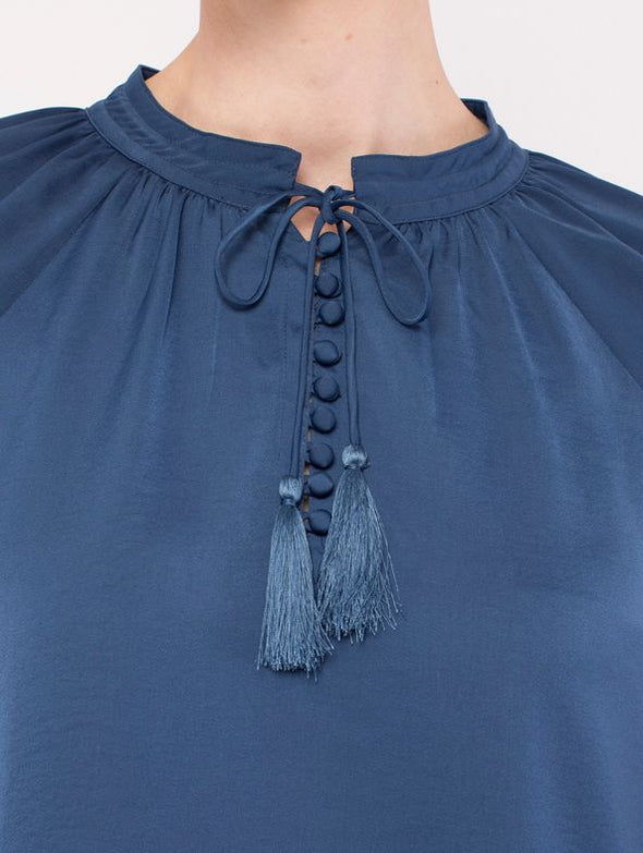 Ping Pong V Neck Button Detail Blouse