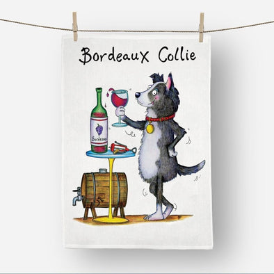 Bordeaux Collie Hand Drawn Tea Towel