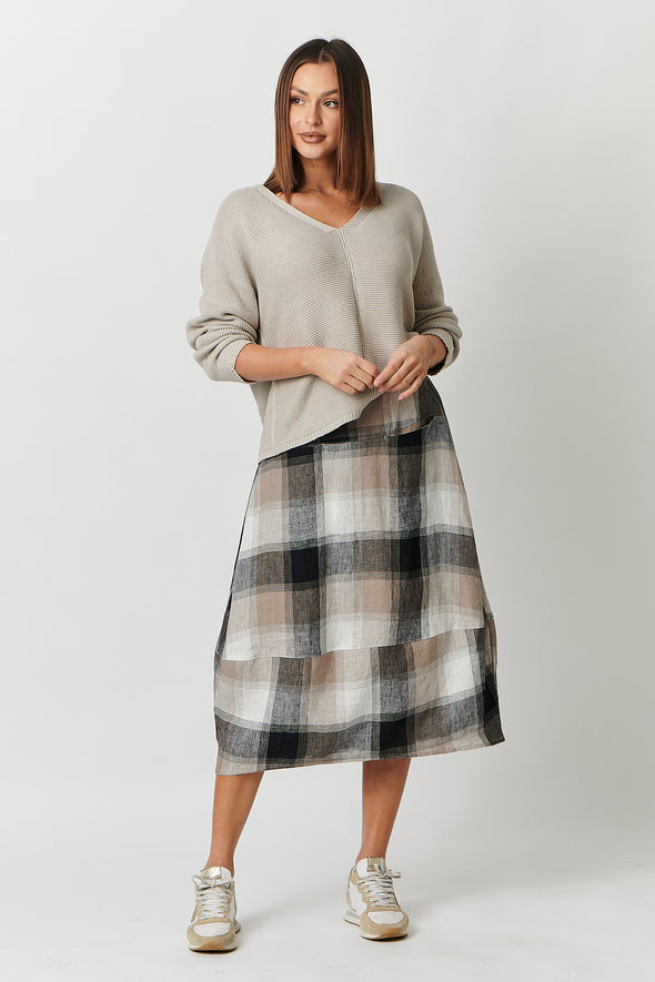 Naturals Lentil Plaid Linen Skirt