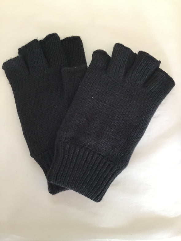 Acrylic Fingerless Gloves - Black