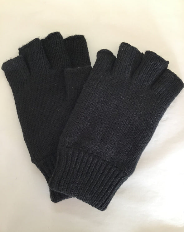Acrylic Fingerless Gloves - Black