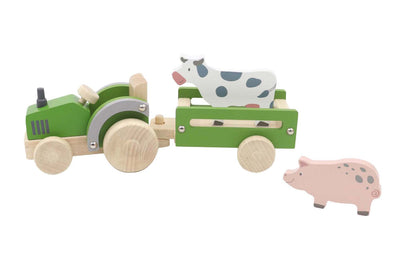 Tractor With Farm Animals In Trailer