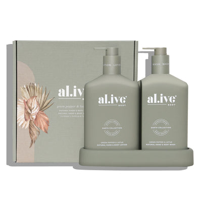al.ive body Green Pepper And Lotus Hand And Body Wash/Lotion Duo