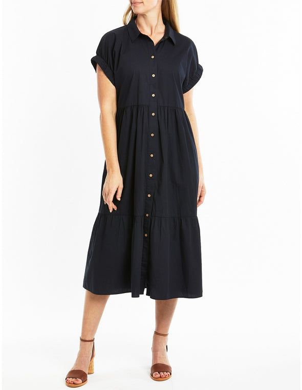 Ruffle Shirt Dress - Indigo