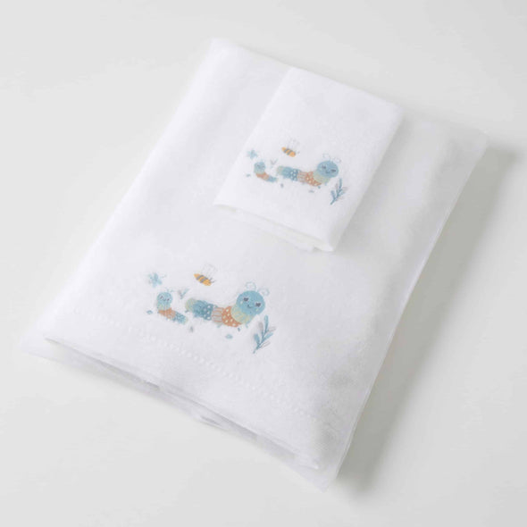 Baby Bath Towel And Face Washer Set - Blue