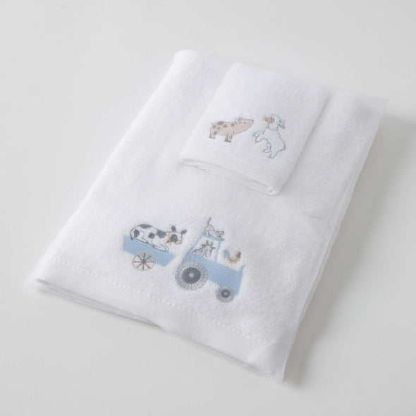 Baby Bath Towel And Face Washer Set - Farm Fun