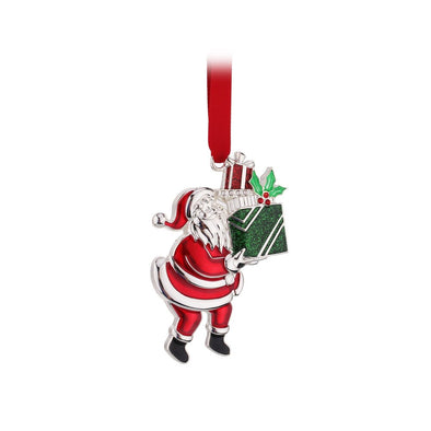Santa With Present Hanging Christmas Ornament
