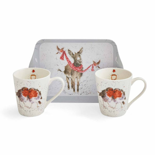 Wrendale 2 Mug and Tray Set - Winter Friends