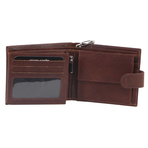 Pierre Cardin Rustic Mens Leather Wallet With Chain