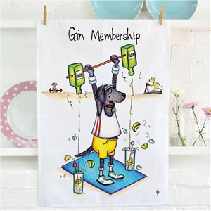 Hand Drawn Gin Membership Tea Towel
