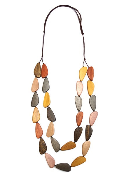 Double Strand Wood Necklace N6-3301WY