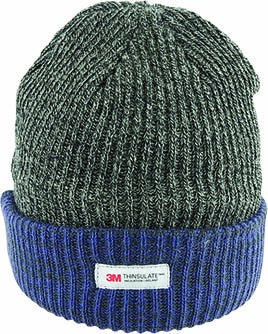 Rib Knit Beanie with contrast Cuff - Charcoal