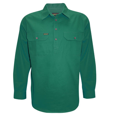 Hard Slog Half Placket Light Cotton Shirt - Green