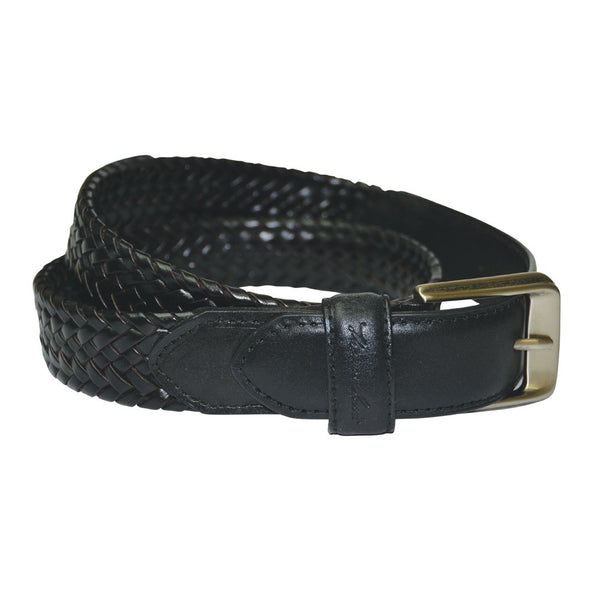 Thomas Cook Harry Leather Braided Belt - Black