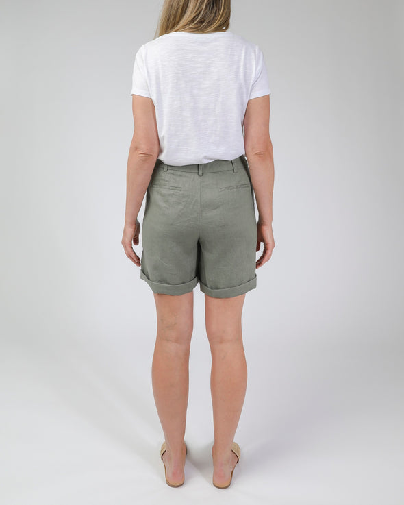 Tab Hem Relaxed Linen Short - Thyme